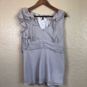 Daisy Fuentes silver sleeveless blouse ruffle